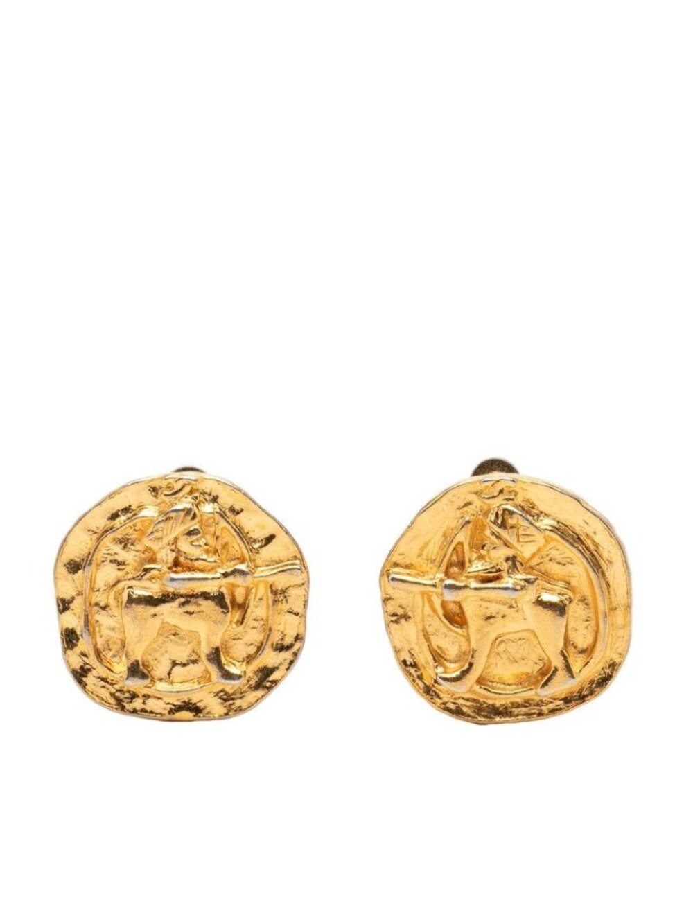 Chanel CC Logo Archer Earrings Ear Clip Gold Plated